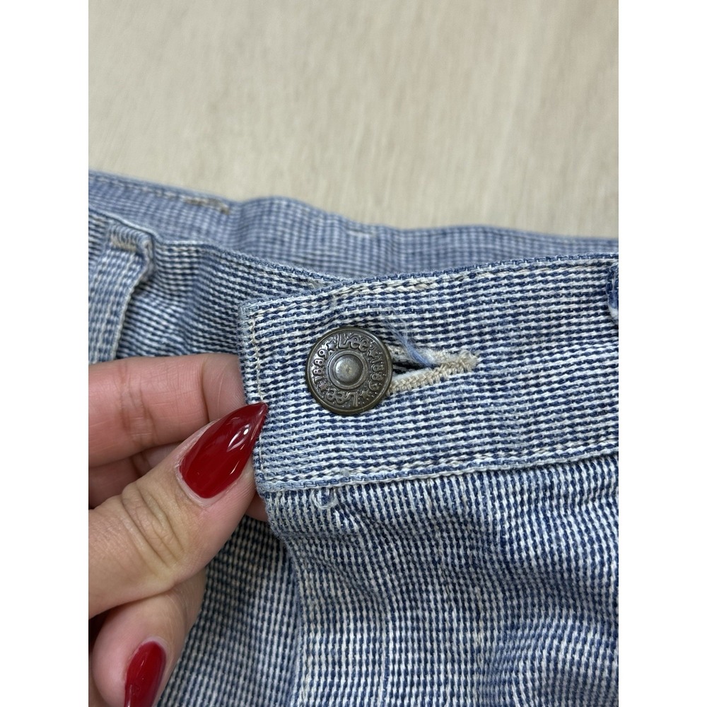 Vintage 1990's Lee USA High Rise Blue Micro Check Mom Shorts Size 12 Med 90s - Picture 5 of 13